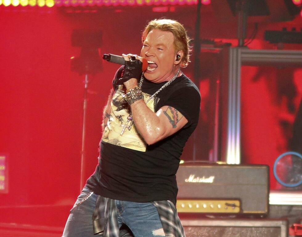 FILE - Guns N' Roses' Axl Rose performs on the first weekend of the Austin City Limits Music...