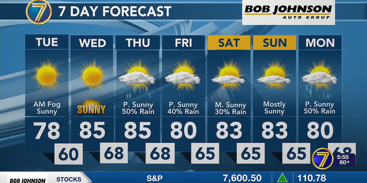 Sunny and warm before rain returns